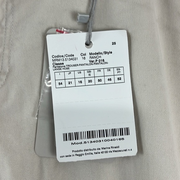 Marina Rinaldi Slim NWT Off-White Brushed Cotton Pants - Picture 5 of 12